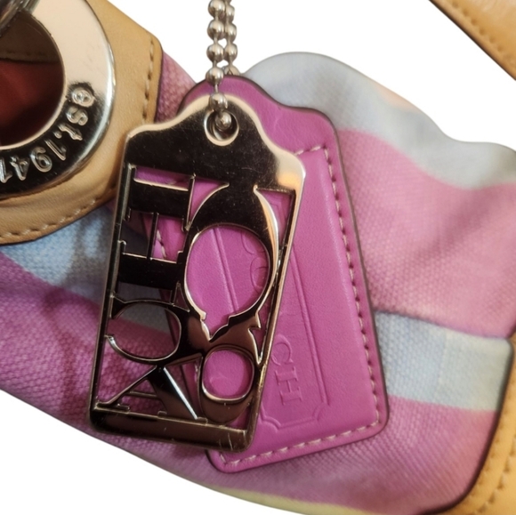 Coach Hampton Striped Canvas & Leather Bag - Picture 11 of 15